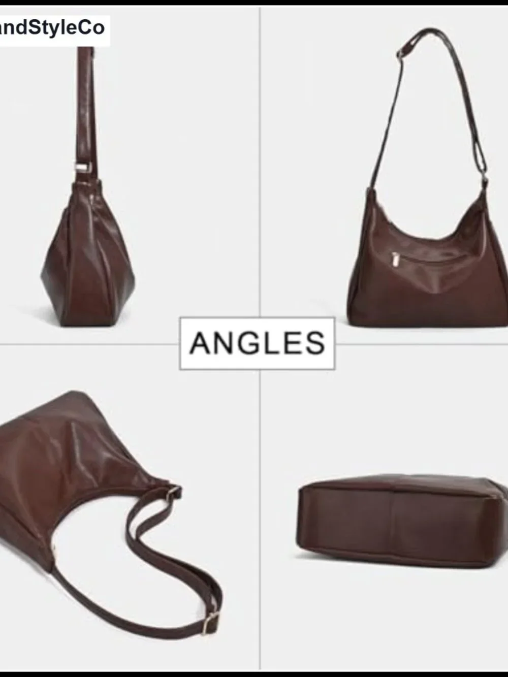 Vegan Leather Hobo Shoulder Bag Slouchy Crossbody Purse Adjustable Strap